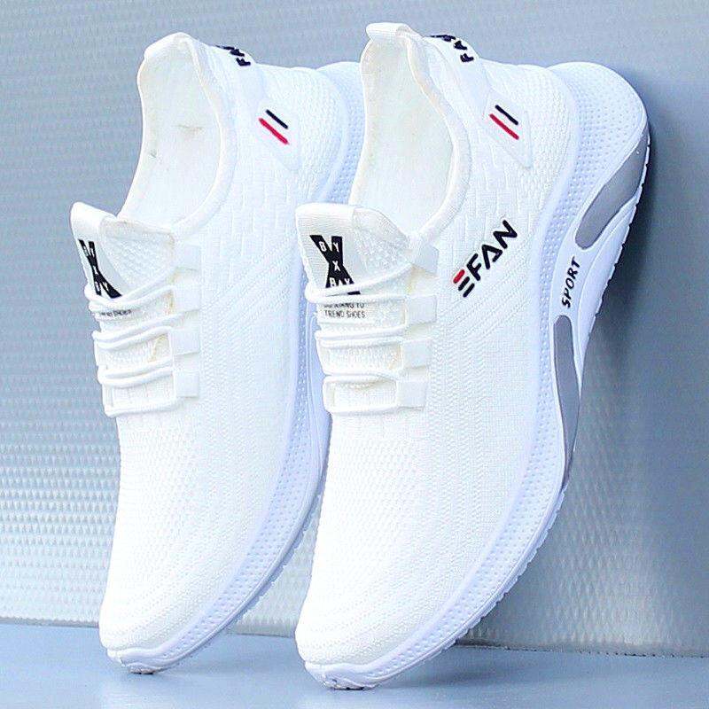 Breathable Sports Shoes for Men Spring Summer Knitted Mesh Sneakers Korean Trend Anti-Odor Running Shoes Non-Slip Casual Footwear
