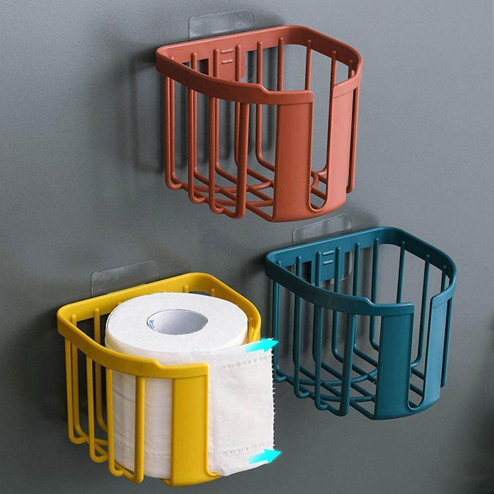 Wall Mount Toilet Paper Holder Punch-free Roll Paper Tray Punch Free Toilet Paper Rack Toilet Tissue Box Wall-mounted Toilet Paper Holder Roll Paper Box Storage Rack
