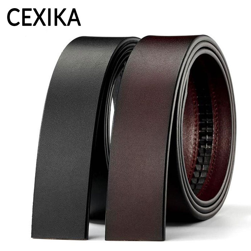 CEXIKA Automatic Buckle Black Brown Belt Strap No Buckle Men High Quality Genuine Leather Belts Body for Automatic Buckle