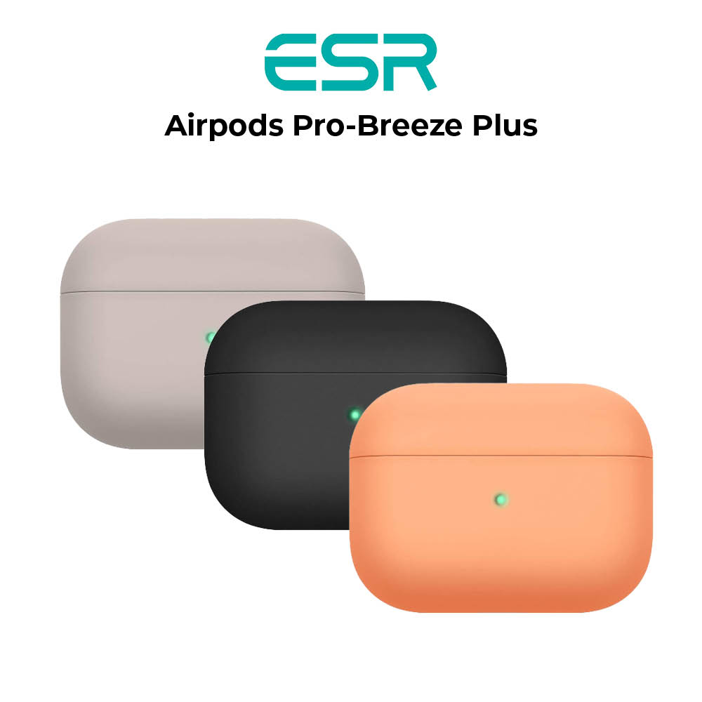 ESR Protective Silicone Cover for AirPods Pro Charging Case Breeze Plus Series Ultra-Thin Case Skin Slim-Fit Visible Front LED Shock & Scratch-Resistant