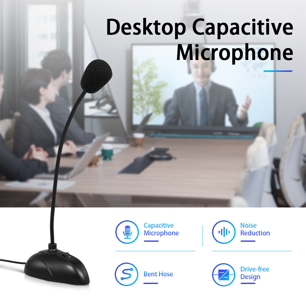 Computer Microphone Desktop Capacitive Microphone Wired Microphone 3.5mm Interface for Lecture Conference Voice Chat
