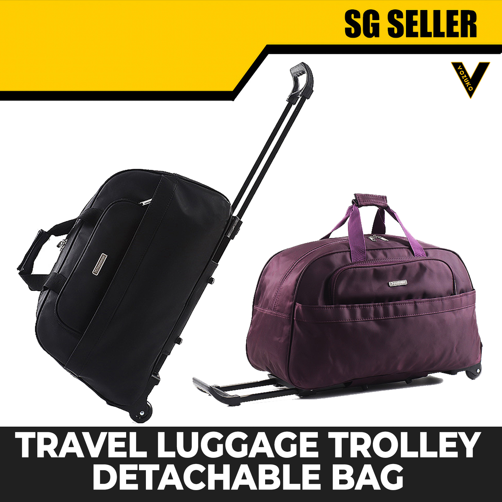 [SG SELLER] HAND-HELD TROLLEY TRAVEL BAG LARGE CAPACITY DETACHABLE TROLLEY WATERPROOF AND LIGHTWEIGHT LUGGAGE [1007]