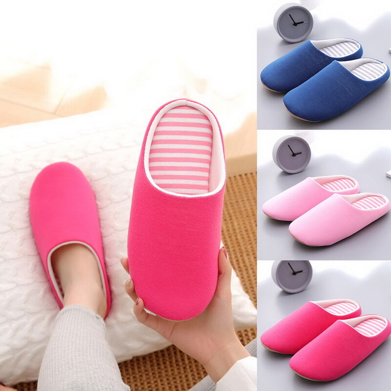 UE Women Indoor Slippers Short Plush Flat Shoes Unisex Home Bedroom Slides Striped Slip On Female House Floor Slippersr