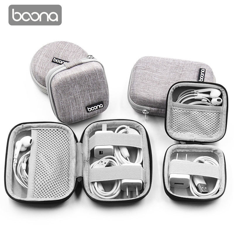 Lune BAONA bluetooth earphone storage bag,mobile phone data cable, charger organizer box HDD , USB EVA hard shell travel electronic accessories organizer pouch.
