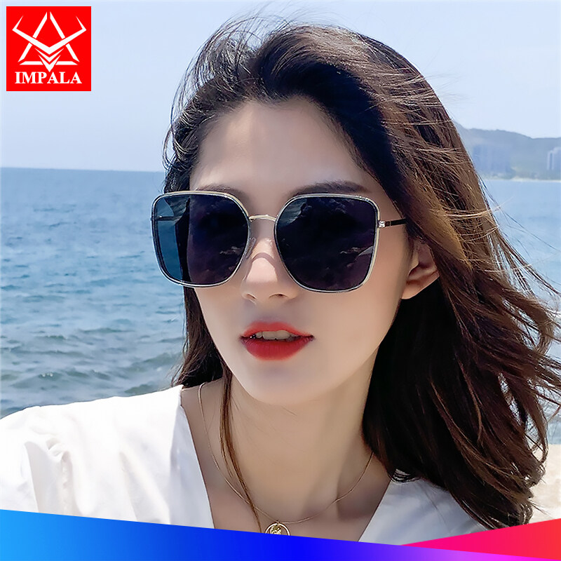 IMPALA QT1637W Korean Style Original Sunglasses for Women Anti Glare UV Protection Sun Glasses for Driving Traveling Resin Lens Metal Frame