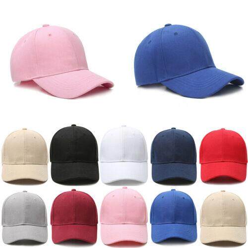 Plain Snapback Hat Baseball Sports Cap Unisex Solid Adjustable Peaked Curved