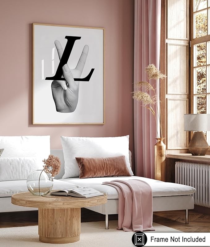 Poster Master LV Poster - Peace Hand Sign Print - Fashion Art - Modern Art - Luxury Branded Art - Gift for Men and Women - Minimalist Wall Decor for Bedroom, Dorm or Living Room - 8x10 Unframed Wall A