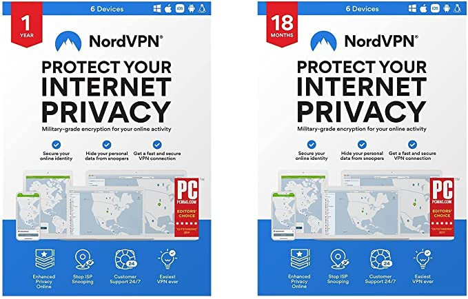 NordVPN Standard - 2.5-Year VPN & Cybersecurity Software Subscription For 6 Devices - Block Malware, Malicious Links & Ads, Protect Personal Information [Physical box]
