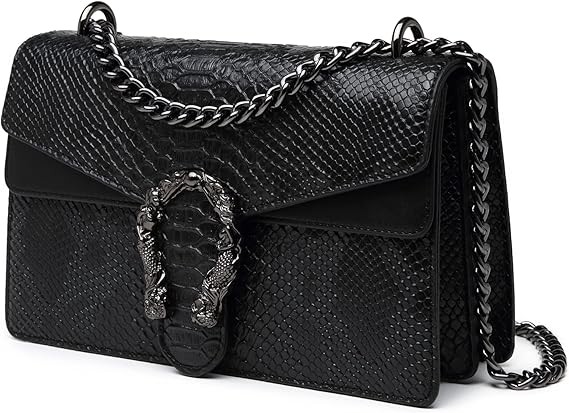 MYHOZEE Women's Crossbody Bag - Snake Print Clutch Leather Chain Shoulder Bag Evening Handbag